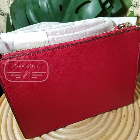 ZIP CROSSBODY KATE SPADE CAMERON ROSSO RED BRAND NEW CLUTCH - Picture 7 of 9